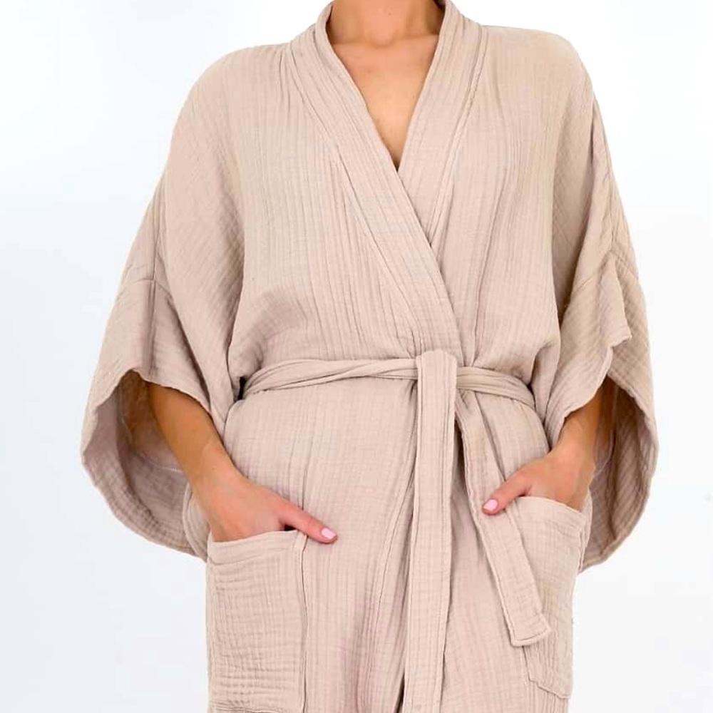 Simpuna Simpuna Beige Muslin Robe with Belt Size S/M and L/XL NWT